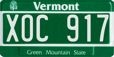 VT license plate XOC917