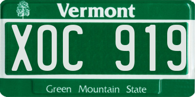VT license plate XOC919