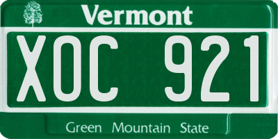 VT license plate XOC921
