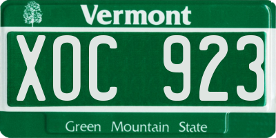 VT license plate XOC923