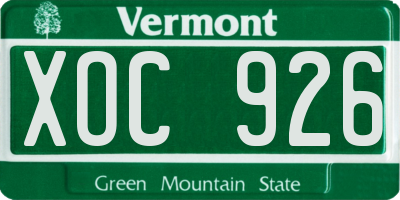 VT license plate XOC926