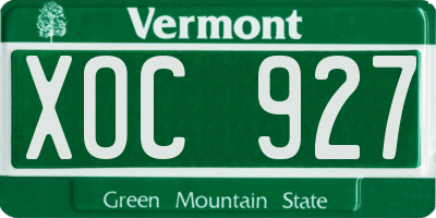VT license plate XOC927