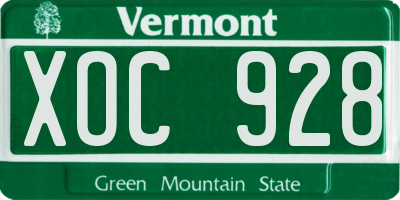 VT license plate XOC928