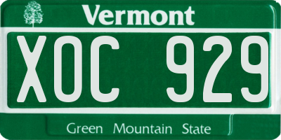 VT license plate XOC929
