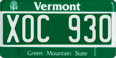 VT license plate XOC930