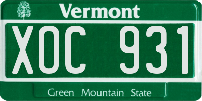 VT license plate XOC931