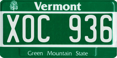 VT license plate XOC936