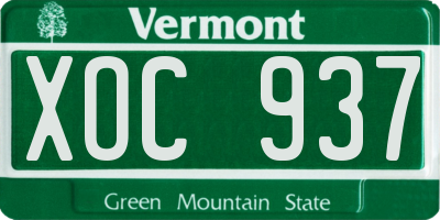 VT license plate XOC937
