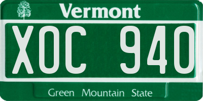 VT license plate XOC940