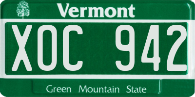 VT license plate XOC942
