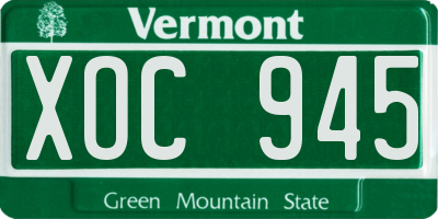 VT license plate XOC945