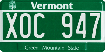 VT license plate XOC947