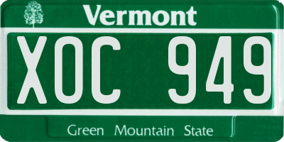 VT license plate XOC949