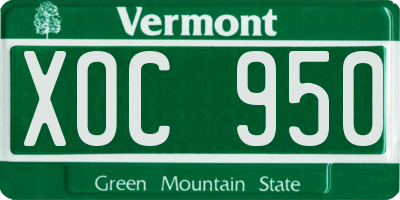 VT license plate XOC950