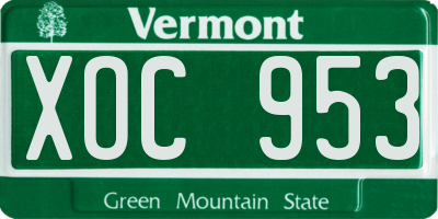 VT license plate XOC953