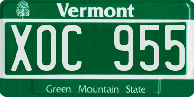 VT license plate XOC955
