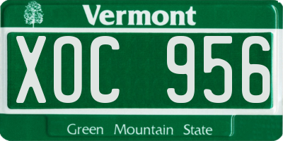 VT license plate XOC956