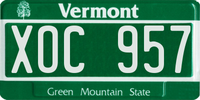 VT license plate XOC957