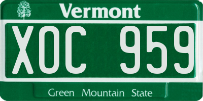 VT license plate XOC959