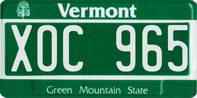 VT license plate XOC965
