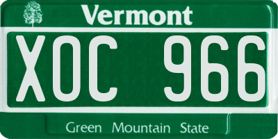 VT license plate XOC966
