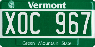 VT license plate XOC967
