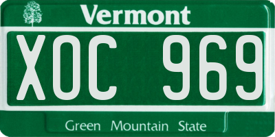 VT license plate XOC969