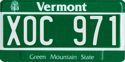 VT license plate XOC971