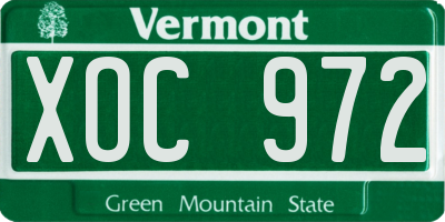 VT license plate XOC972