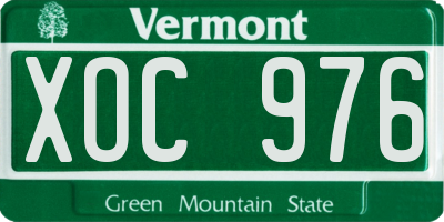 VT license plate XOC976