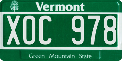 VT license plate XOC978