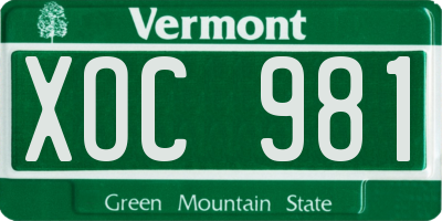 VT license plate XOC981