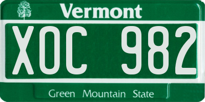 VT license plate XOC982