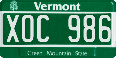 VT license plate XOC986