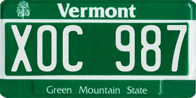 VT license plate XOC987