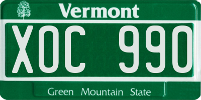 VT license plate XOC990