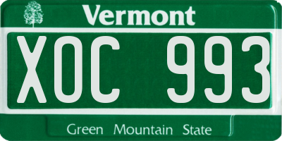 VT license plate XOC993