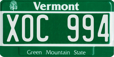 VT license plate XOC994