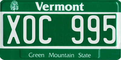 VT license plate XOC995