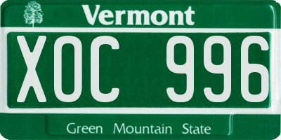 VT license plate XOC996