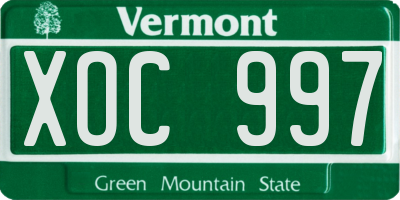 VT license plate XOC997