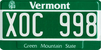 VT license plate XOC998