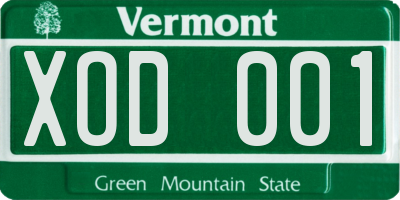 VT license plate XOD001