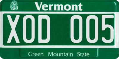 VT license plate XOD005