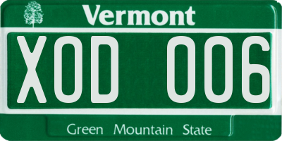 VT license plate XOD006
