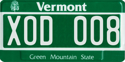 VT license plate XOD008