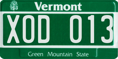 VT license plate XOD013