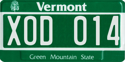 VT license plate XOD014