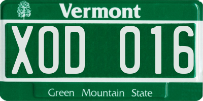 VT license plate XOD016