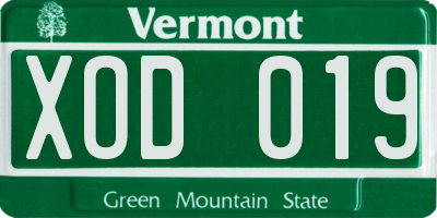 VT license plate XOD019